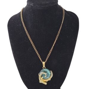 Legend of Zelda Inspired Gold Tone Necklace w/Green Orb Pendant | Vintage Gamer